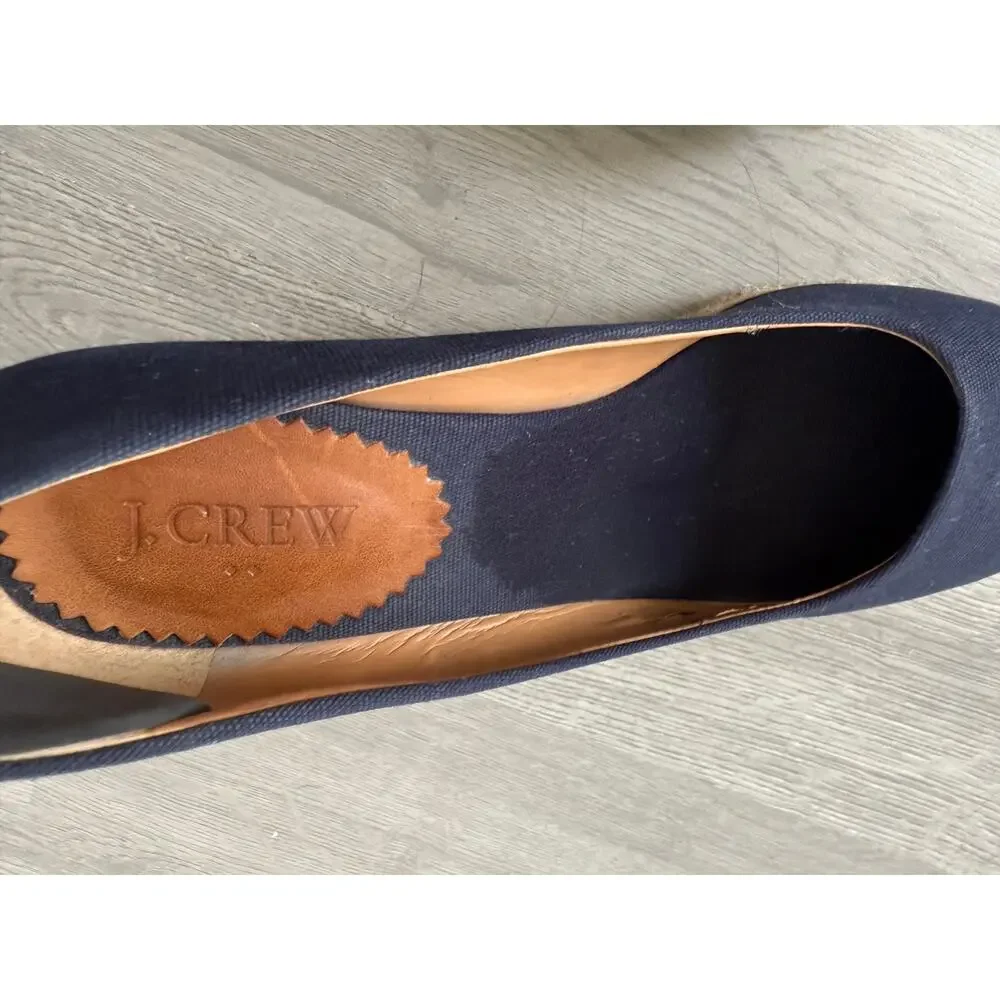 J.Crew Women's Navy Canvas Wedge Espadrille Heels Size 8